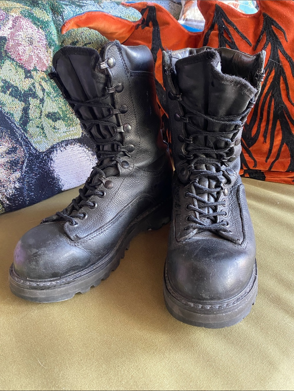 Black Lace-Up Combat Boots
